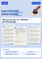 Vorschau - Arbeitsblätter - Sachtext – Reformationstag - Deckblatt