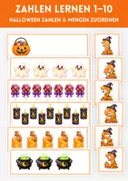 Vorschau - Spiele - Halloween Zahlen & Mengen zuordnen – Sortierspiel für Kita & Vorschule - Zahlen lernen bis 10 – Zählen & Zuordnen. Zahlenspiel und Zuordnungsspiel bis 10 - Deckblatt