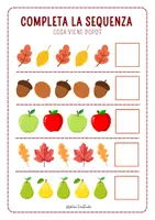 anteprima - Esercizi - Pacchetto Attività di Logica Autunnali - Pattern | Sequenze e Ritmi | Infanzia e Prima Elementare (4-6 anni) | Early Algebra, Completa il Ritmo, Disegni dell'Autunno - Pagina 1
