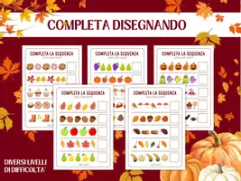 anteprima - Esercizi - Pacchetto Attività di Logica Autunnali - Pattern | Sequenze e Ritmi | Infanzia e Prima Elementare (4-6 anni) | Early Algebra, Completa il Ritmo, Disegni dell'Autunno - Pagina di copertina