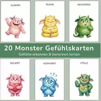 Vorschau - Spiele - Monster Gefühlskarten für Kinder | Emotionen lernen | Gefühle erkennen - Deckblatt