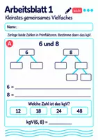 Vorschau - Arbeitsblätter - Kleinstes gemeinsames Vielfaches Klasse 5 Gymnasium | Mathematik Sekundarstufe I | 10 Arbeitsblätter mit Lösungen als PDF - Seite 1