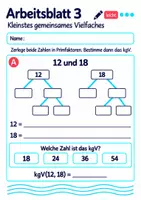 Vorschau - Arbeitsblätter - Kleinstes gemeinsames Vielfaches Klasse 5 Gymnasium | Mathematik Sekundarstufe I | 10 Arbeitsblätter mit Lösungen als PDF - Seite 3