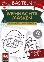 Vorschau - Mal- und Bastelvorlagen - Weihnachtsmasken zum Ausmalen und Ausschneiden – 12 Masken für Kinder - Deckblatt