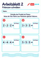 Vorschau - Arbeitsblätter - Potenzen schreiben Klasse 5 Gymnasium | Mathematik Sekundarstufe I | 10 Arbeitsblätter mit Lösungen als PDF - Seite 2
