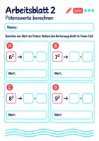 Vorschau - Arbeitsblätter - Potenzwerte berechnen Klasse 5 Gymnasium | Mathematik Sekundarstufe I | 10 Arbeitsblätter mit Lösungen als PDF - Seite 2