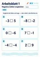 Vorschau - Arbeitsblätter - Negative Zahlen vergleichen Klasse 5 Gymnasium | Mathematik Sekundarstufe I | 10 Arbeitsblätter mit Lösungen als PDF - Seite 1