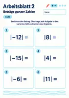 Vorschau - Arbeitsblätter - Beträge ganzer Zahlen Klasse 5 Gymnasium | Mathematik Sekundarstufe I | 10 Arbeitsblätter / Aufgabenblätter mit Lösungen als PDF - Seite 2