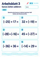 Vorschau - Arbeitsblätter - Ganze Zahlen addieren Klasse 5 Gymnasium | Mathematik Sekundarstufe I | 10 Arbeitsblätter / Aufgabenblätter mit Lösungen als PDF - Seite 3