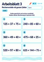 Vorschau - Arbeitsblätter - Rechenvorteile mit ganzen Zahlen Klasse 5 Gymnasium | Mathematik Sekundarstufe I | 10 Arbeitsblätter / Aufgabenblätter mit Lösungen als PDF - Seite 3