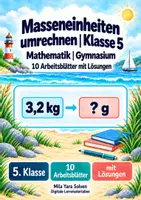 Vorschau - Arbeitsblätter - Masseneinheiten umrechnen Klasse 5 Gymnasium | Mathematik Sekundarstufe I | 10 Arbeitsblätter mit Lösungen als PDF - Deckblatt