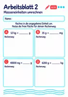 Vorschau - Arbeitsblätter - Masseneinheiten umrechnen Klasse 5 Gymnasium | Mathematik Sekundarstufe I | 10 Arbeitsblätter mit Lösungen als PDF - Seite 2