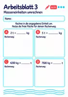 Vorschau - Arbeitsblätter - Masseneinheiten umrechnen Klasse 5 Gymnasium | Mathematik Sekundarstufe I | 10 Arbeitsblätter mit Lösungen als PDF - Seite 3