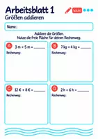 Vorschau - Arbeitsblätter - Größen addieren Klasse 5 Gymnasium | Mathematik Sekundarstufe I | 10 Arbeitsblätter mit Lösungen als PDF - Seite 1