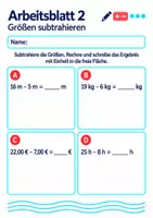 Vorschau - Arbeitsblätter - Größen subtrahieren Klasse 5 Gymnasium | Mathematik Sekundarstufe I | 10 Arbeitsblätter mit Lösungen als PDF - Seite 2