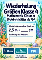 Vorschau - Arbeitsblätter - Wiederholung Größen Klasse 4 | Mathematik Klasse 4 | 10 Arbeitsblätter als PDF - Deckblatt