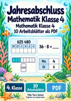Vorschau - Arbeitsblätter - Jahresabschluss Mathematik Klasse 4 | Mathematik Klasse 4 | 10 Arbeitsblätter als PDF - Deckblatt