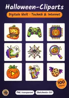 Vorschau - selbst erstellte Cliparts/Grafiken - 100 Halloween-Cliparts Digitale Welt: Spukende Technik & Internet – Sketchnote-PNGs, transparent (Teil 1 von 3) - Deckblatt