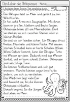 Vorschau - Arbeitsblätter - FREEBIE: Leseverstehen "Das Leben des Oktopusses" (2/4 Klasse - Deutsch) - Seite 3