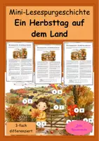 Vorschau - Arbeitsblätter - Ein Herbsttag auf dem Land – Differenzierte Mini-Lesespur mit Wimmelbild - Deckblatt