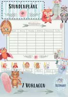 Vorschau - Mal- und Bastelvorlagen - 14 Stundenplan Vorlagen boho (Fuchs, Waschbär, Igel, Eule, Bär, Hase) - Deckblatt