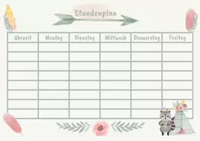 Vorschau - Mal- und Bastelvorlagen - 14 Stundenplan Vorlagen boho (Fuchs, Waschbär, Igel, Eule, Bär, Hase) - Seite 3