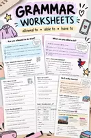 Vorschau - Arbeitsblätter - be allowed to, be able to & have to (Arbeitsblätter+Lösungen) - Deckblatt