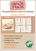 Vorschau - Unterrichtsreihen - Programmieren ohne Computer – Arbeitsheft in einfacher Sprache | Förderschule, Inklusion & DaZ | Klasse 5–7 - Deckblatt