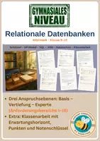 Vorschau - Unterrichtsreihen - Relationale Datenbanken – Informatik Klasse 9–10 Gymnasium | Tabellen, Schlüssel, ER-Modell, SQL, Datenschutz | mit Klassenarbeit und Erwartungshorizont - Deckblatt