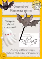 Vorschau - Mal- und Bastelvorlagen - Halloween basteln Fledermaus Gespenst Kunst - Deckblatt