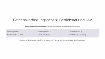 Vorschau - Stundenentwürfe - Unterrichtsentwurf zum Betriebsverfassungsgesetz - Deckblatt