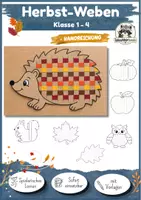 Vorschau - Mal- und Bastelvorlagen - Herbst Kunst Grundschule, Weben mit verschiedenen Herbstmotiven | Klasse 1, Klasse 2, Klasse 3, Klasse 4 - Deckblatt