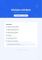 Vorschau - Arbeitsblätter - Division mit Rest: Teilen, wenn etwas übrig bleibt für die 3. Klasse (Geteilt mit Rest, Teilen mit Rest) - Deckblatt