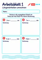 Vorschau - Arbeitsblätter - Längeneinheiten umrechnen Klasse 5 Gymnasium | Mathematik Sekundarstufe I | 10 Arbeitsblätter mit Lösungen als PDF - Seite 1