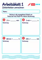 Vorschau - Arbeitsblätter - Zeiteinheiten umrechnen Klasse 5 Gymnasium | Mathematik Sekundarstufe I | 10 Arbeitsblätter mit Lösungen als PDF - Seite 1