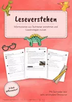 Vorschau - Arbeitsblätter - Leseverstehen Dinosaurier – differenzierte Sachtexte (3/4) - Deckblatt