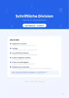Vorschau - Arbeitsblätter - Schriftliche Division: Teilen durch einstellige Zahlen für die 4. Klasse (Dividieren, Division mit Rest) - Deckblatt