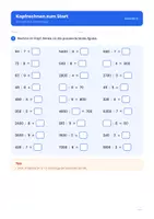 Vorschau - Arbeitsblätter - Schriftliche Division: Teilen durch einstellige Zahlen für die 4. Klasse (Dividieren, Division mit Rest) - Seite 1