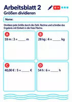 Vorschau - Arbeitsblätter - Größen dividieren Klasse 5 Gymnasium | Mathematik Sekundarstufe I | 10 Arbeitsblätter mit Lösungen als PDF - Seite 2