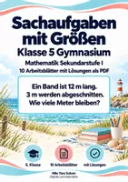 Vorschau - Arbeitsblätter - Sachaufgaben mit Größen Klasse 5 Gymnasium | Mathematik Sekundarstufe I | 10 Arbeitsblätter mit Lösungen als PDF - Deckblatt