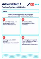 Vorschau - Arbeitsblätter - Sachaufgaben mit Größen Klasse 5 Gymnasium | Mathematik Sekundarstufe I | 10 Arbeitsblätter mit Lösungen als PDF - Seite 1