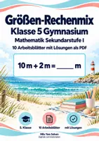 Vorschau - Arbeitsblätter - Größen-Rechenmix Klasse 5 Gymnasium | Mathematik Sekundarstufe I | 10 Arbeitsblätter mit Lösungen als PDF - Deckblatt