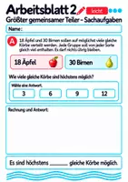 Vorschau - Arbeitsblätter - Größter gemeinsamer Teiler – Sachaufgaben Klasse 5 Gymnasium | Mathematik Sekundarstufe I | 10 Arbeitsblätter mit Lösungen als PDF - Seite 2