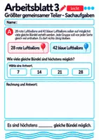 Vorschau - Arbeitsblätter - Größter gemeinsamer Teiler – Sachaufgaben Klasse 5 Gymnasium | Mathematik Sekundarstufe I | 10 Arbeitsblätter mit Lösungen als PDF - Seite 3
