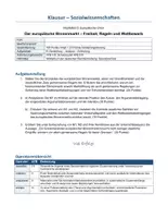 Vorschau - Klassenarbeiten - Klausur - Europäischer Binnenmarkt (Inhaltsfeld 5: Europäische Union) - Deckblatt