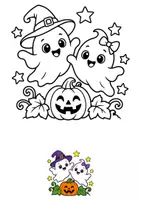 Vorschau - Mal- und Bastelvorlagen - 20 Ausmalbilder zu Halloween - Seite 1