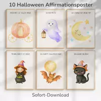 Vorschau - Poster - 10 Halloween Affirmationsposter | Klassenzimmer Deko - Deckblatt
