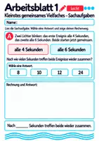 Vorschau - Arbeitsblätter - Kleinstes gemeinsames Vielfaches – Sachaufgaben Klasse 5 Gymnasium | Mathematik Sekundarstufe I | 10 Arbeitsblätter mit Lösungen als PDF - Seite 1