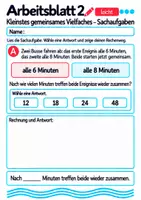 Vorschau - Arbeitsblätter - Kleinstes gemeinsames Vielfaches – Sachaufgaben Klasse 5 Gymnasium | Mathematik Sekundarstufe I | 10 Arbeitsblätter mit Lösungen als PDF - Seite 2
