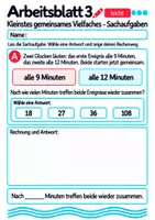 Vorschau - Arbeitsblätter - Kleinstes gemeinsames Vielfaches – Sachaufgaben Klasse 5 Gymnasium | Mathematik Sekundarstufe I | 10 Arbeitsblätter mit Lösungen als PDF - Seite 3